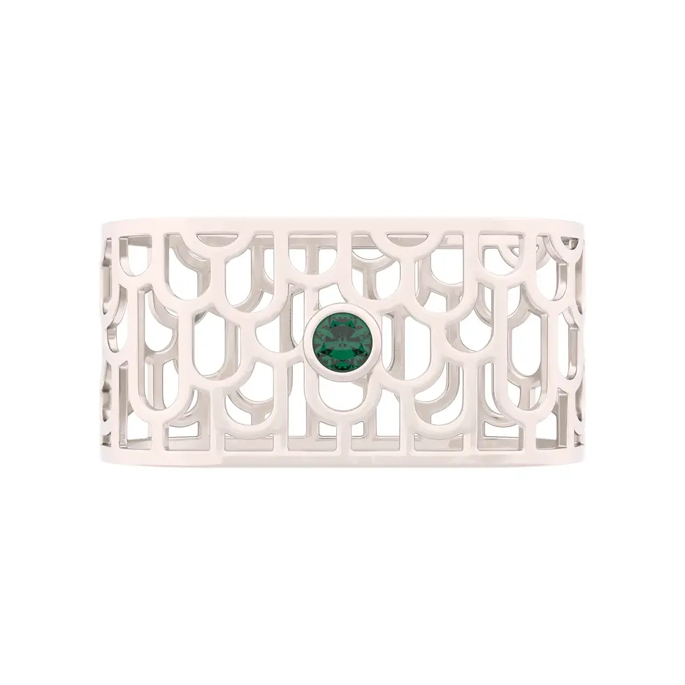 Thumbnail: Sands Art-Déco - White Gold with Columbian Emerald