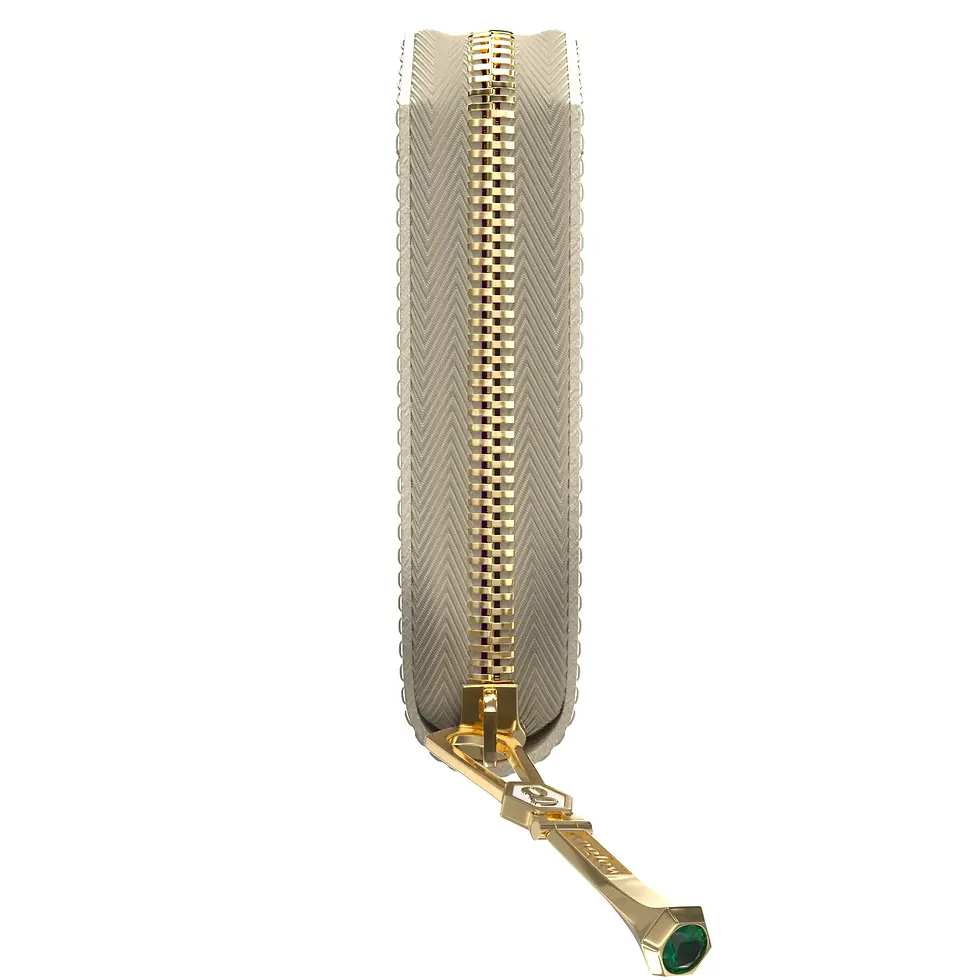 Miniaturbild: Aura Continental Wallet - Beige, Yellow Gold with Green Tourmaline