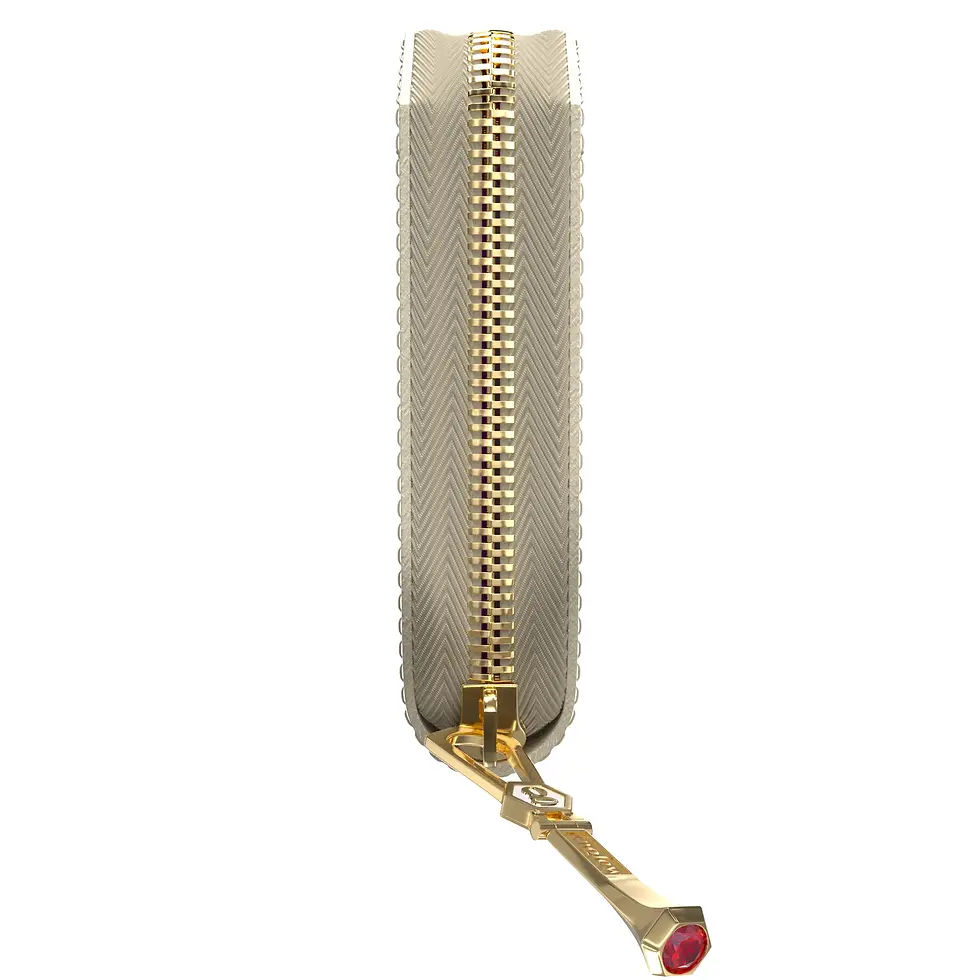 Thumbnail: Aura Continental Wallet - Beige, Yellow Gold with Red Garnet