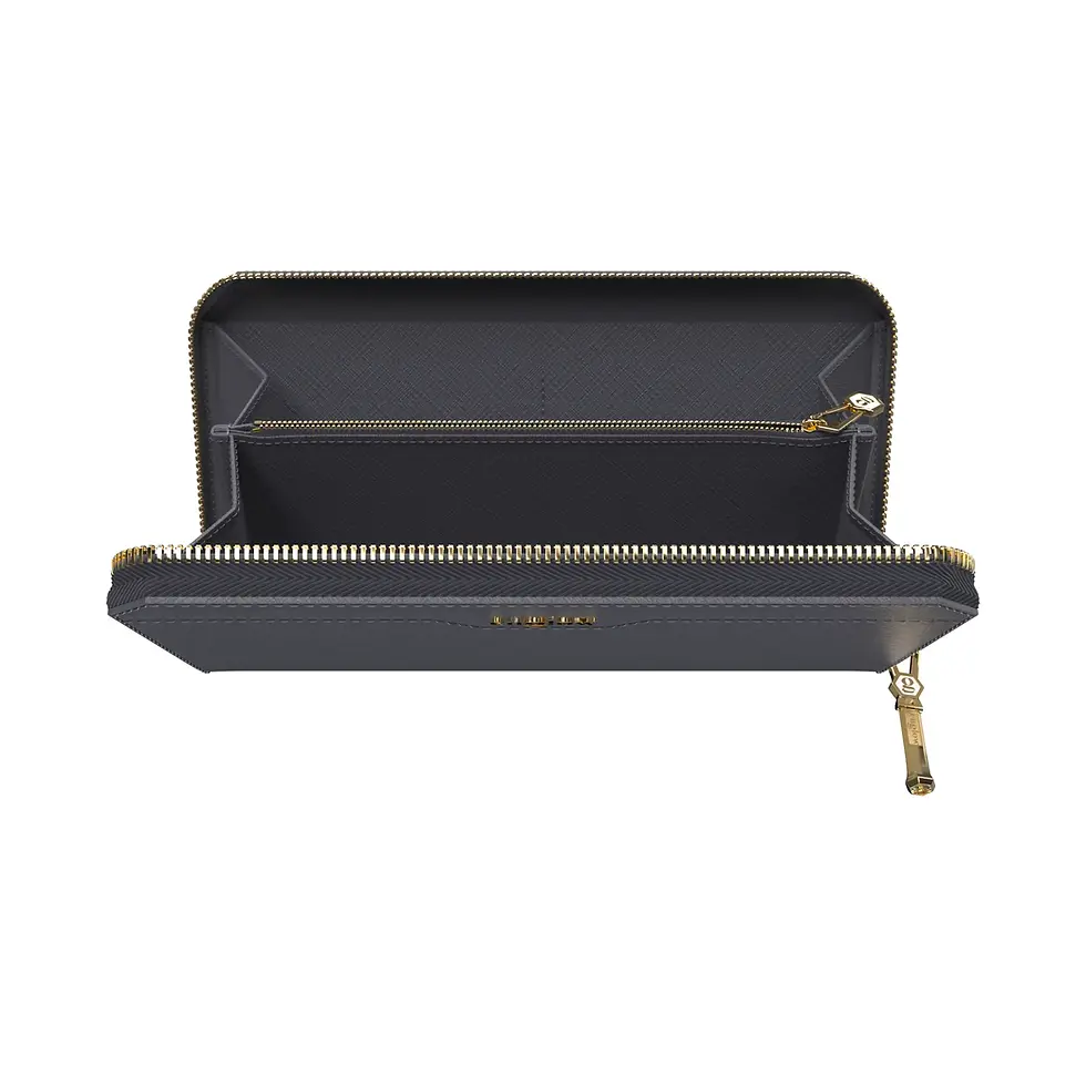 Thumbnail: Aura Continental Wallet - Grey, Yellow Gold with Champagne Topaz