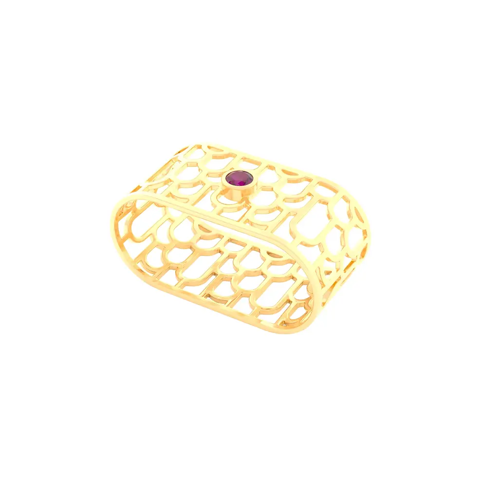 Sands Art-Déco - Yellow Gold with Rubellite Tourmaline