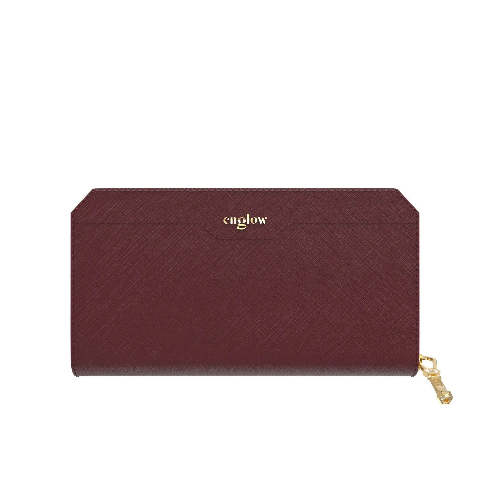 Aura Continental Wallet - Burgundy, Yellow Gold with Champagne Topaz