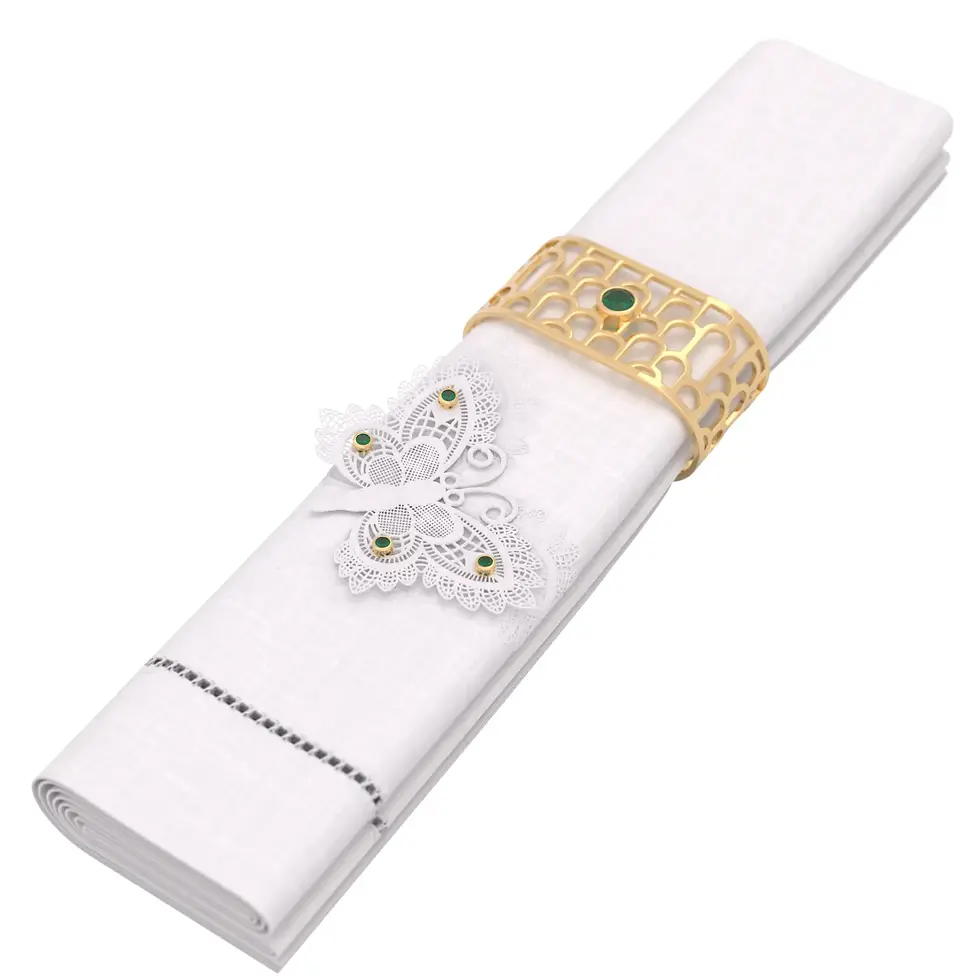 Miniaturbild: Vlinder - Linen Napkin with Green Tourmaline