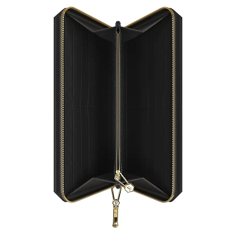 Miniaturbild: Aura Continental Wallet - Black, Yellow Gold with Swiss Blue Topaz