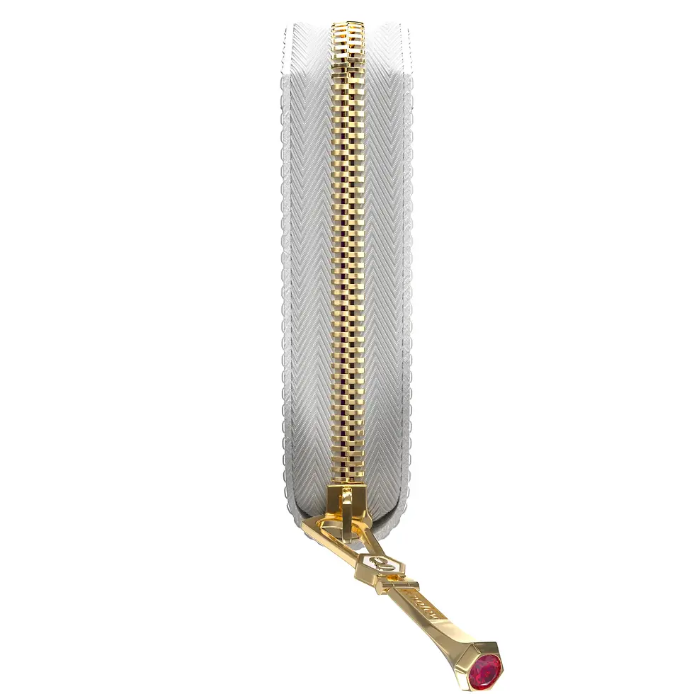 Thumbnail: Aura Continental Wallet - White, Yellow Gold with Ruby