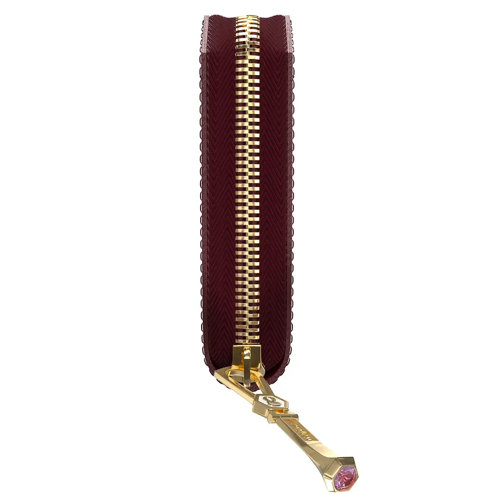 Thumbnail: Aura Continental Wallet - Burgundy, Yellow Gold with Pink Amethyst