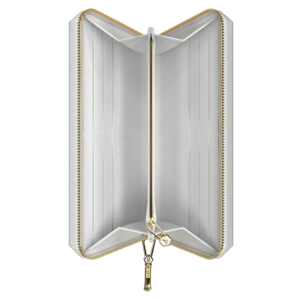 Thumbnail: Aura Continental Wallet - White, Yellow Gold with Sky Blue Topaz