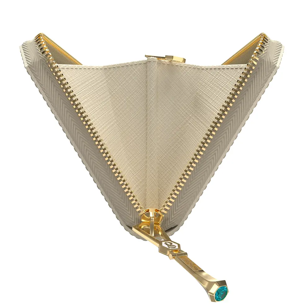 Miniaturbild: Aura Continental Wallet - Beige, Yellow Gold with Sky Blue Topaz