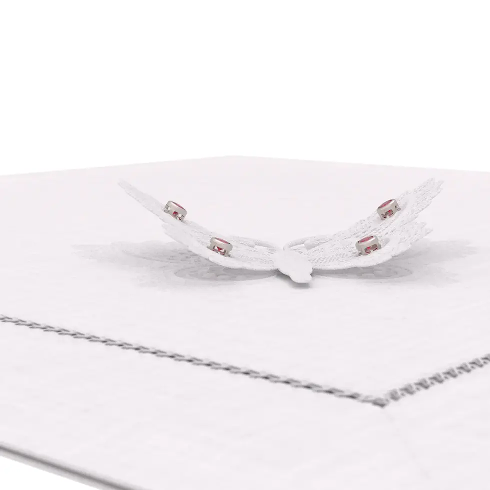 Thumbnail: Vlinder - Linen Napkin with Red Garnet
