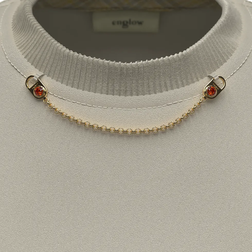 Thumbnail: CRYS LUZE Add-on Necklace - Yellow Gold with Orange Sapphire