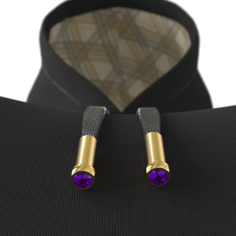 Thumbnail: HUPPU Hoodie Add-on cordends - Yellow Gold with Purple Amethyst