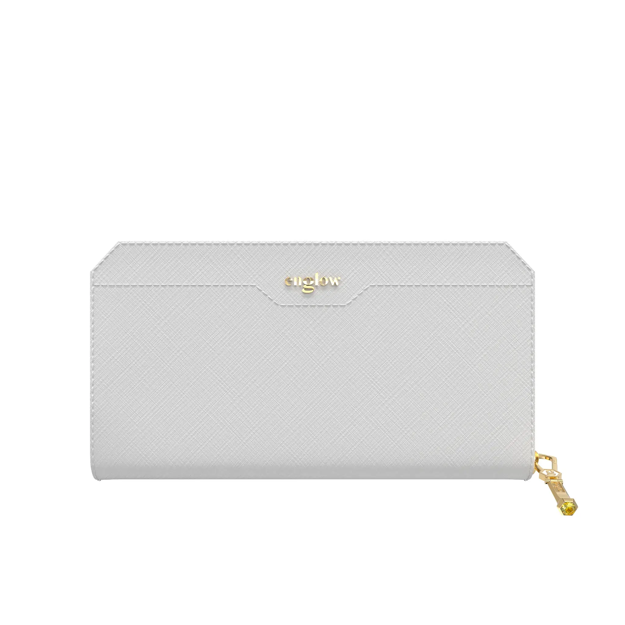 Aura Continental Wallet - White, Yellow Gold with Yellow Citrine
