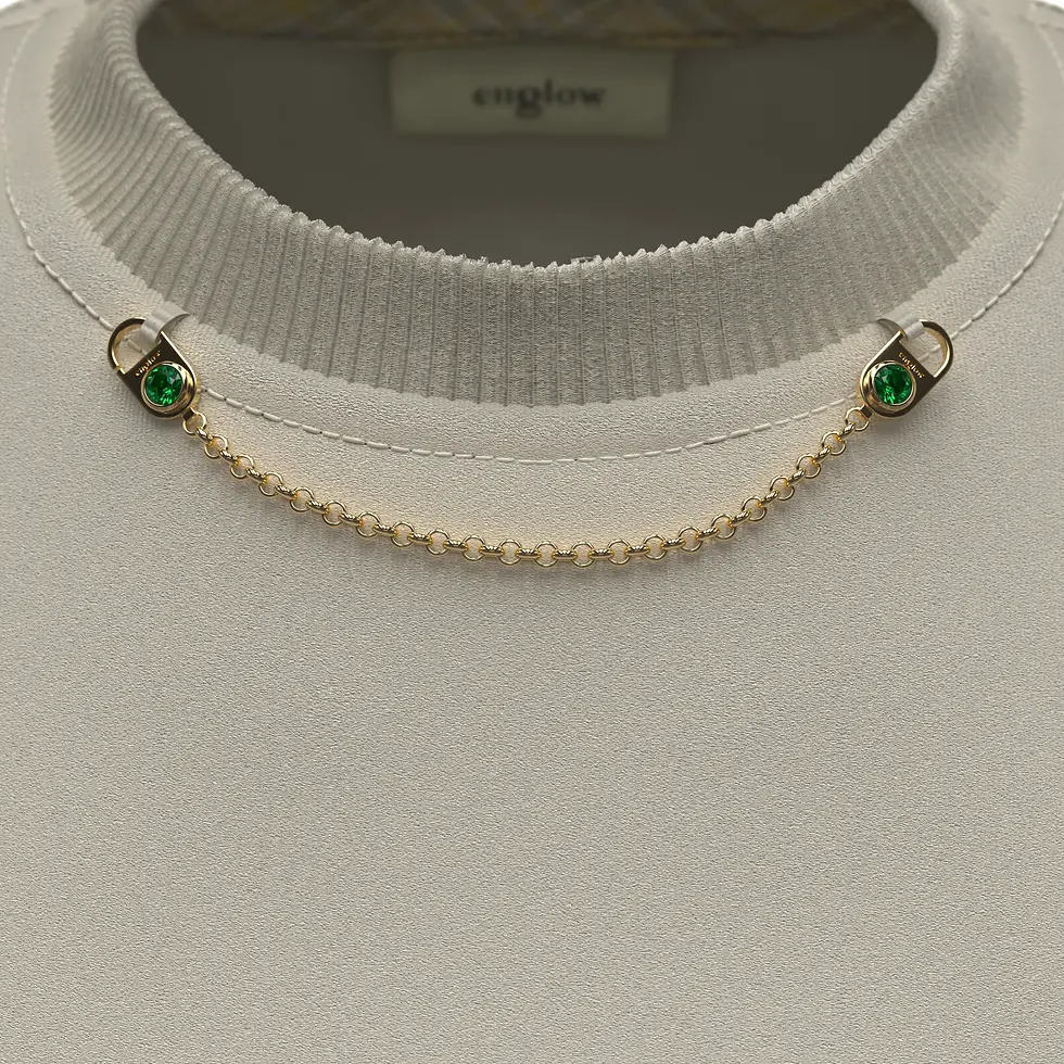 Thumbnail: CRYS LUZE Add-on Necklace - Yellow Gold with Zambian Emerald