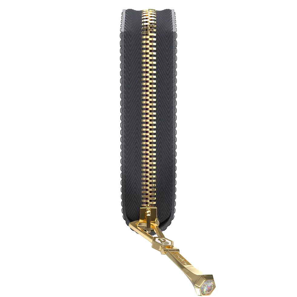 Thumbnail: Aura Continental Wallet - Grey, Yellow Gold with White Zircon