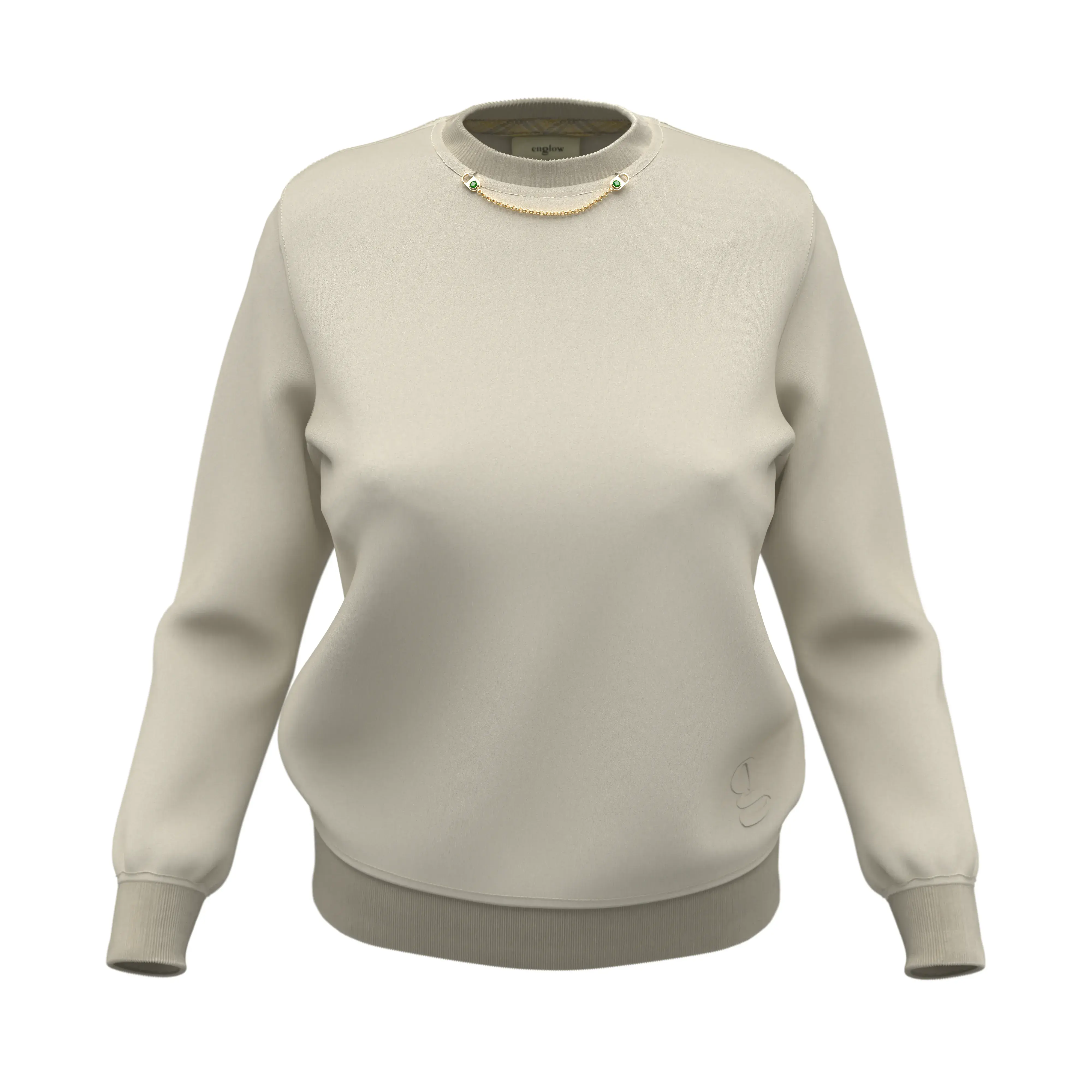 CRYS LUZE Sweatshirt - écru, Yellow Gold with Peridot