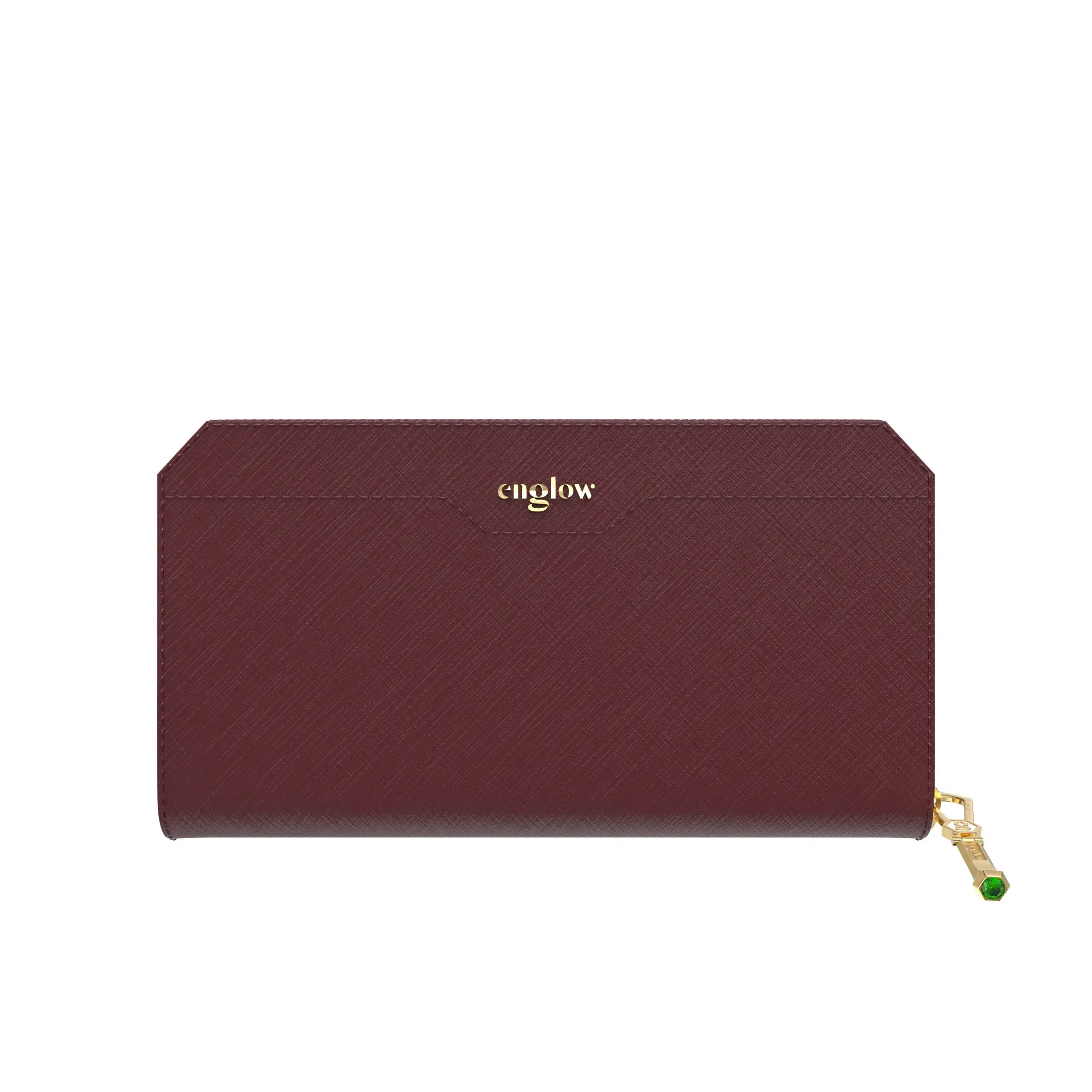 Aura Continental Wallet - Burgundy, Yellow Gold with Tsavorite Garnet