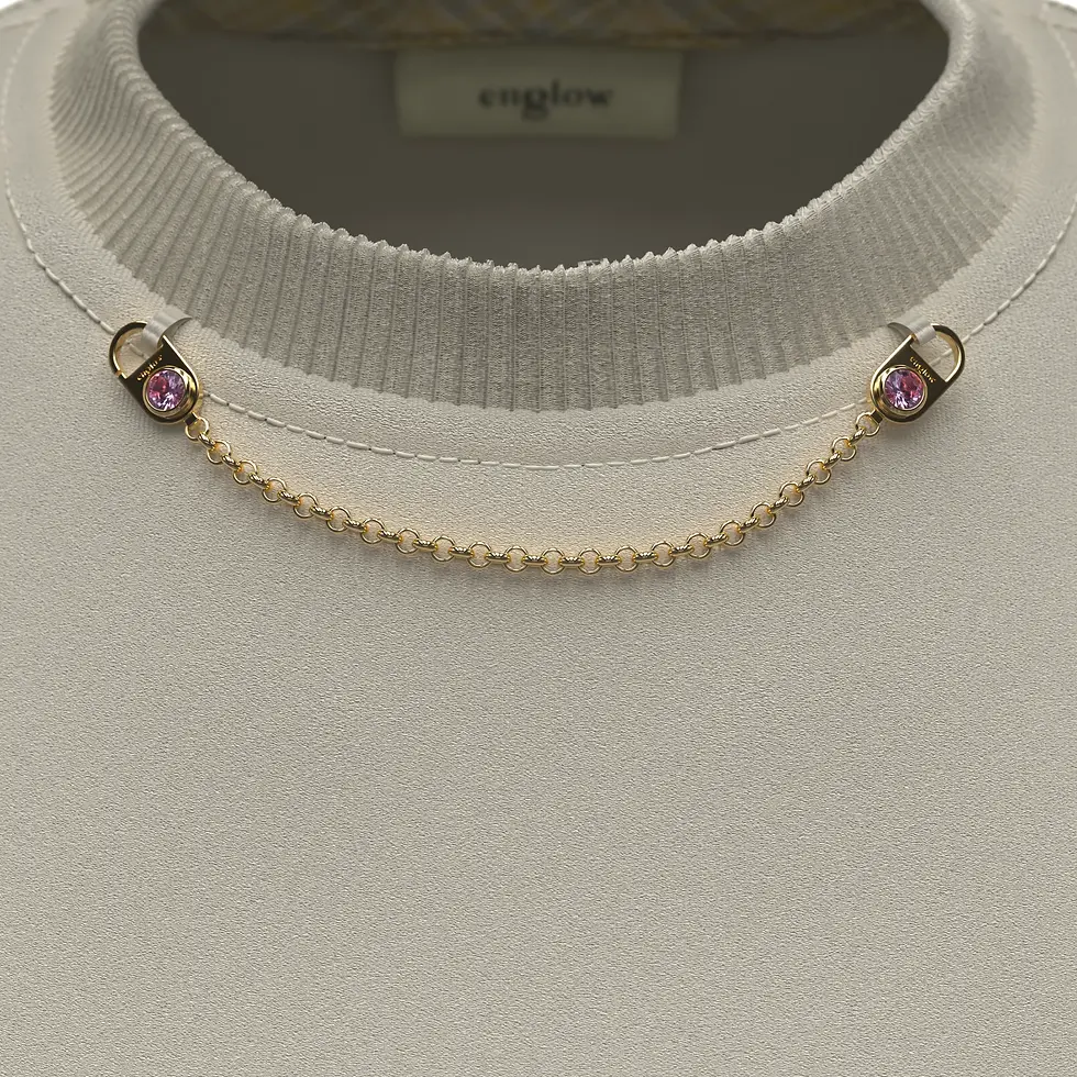 Thumbnail: CRYS LUZE Add-on Necklace - Yellow Gold with Pink Amethyst