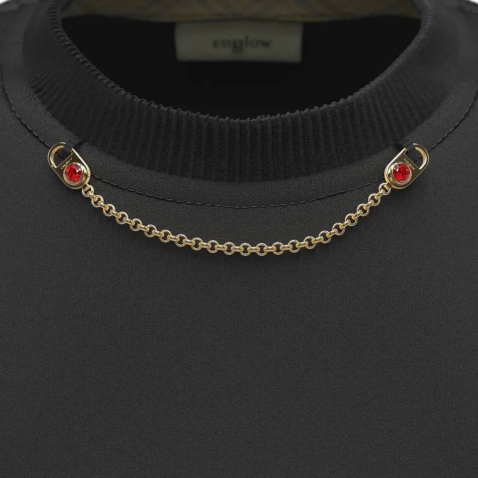Thumbnail: CRYS LUZE Sweatshirt - black, Yellow Gold with Red Garnet