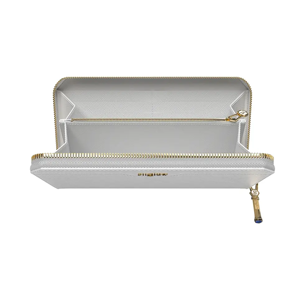 Thumbnail: Aura Continental Wallet - White, Yellow Gold with Blue Sapphire