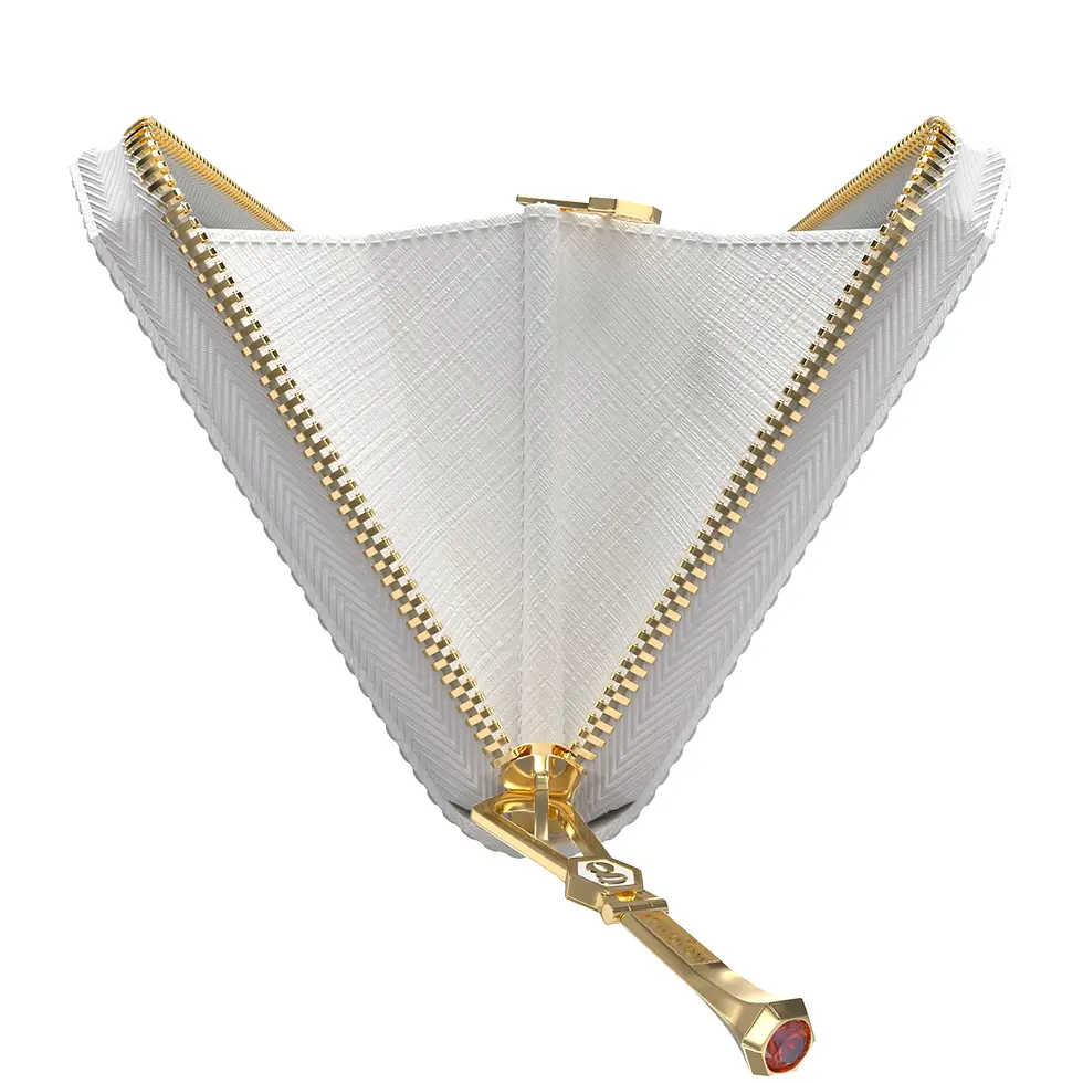 Thumbnail: Aura Continental Wallet - White, Yellow Gold with Orange Sapphire