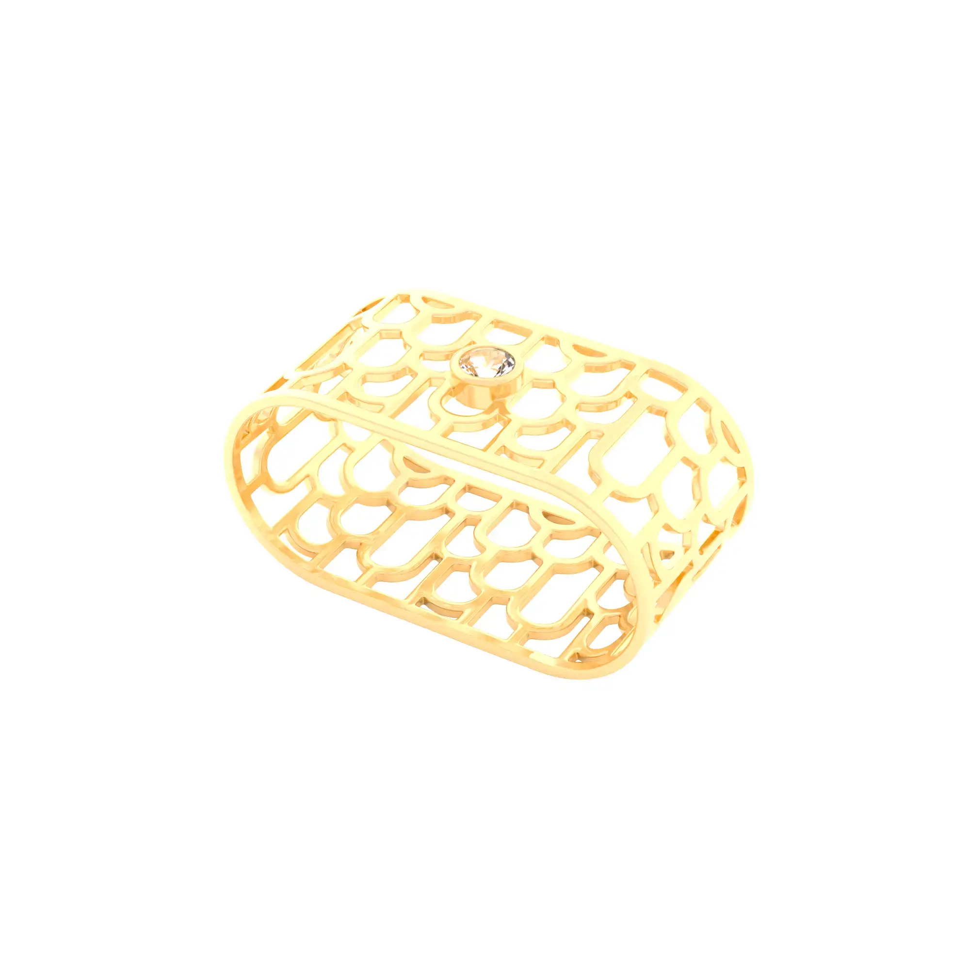 Sands Art-Déco - Yellow Gold with White Quartz