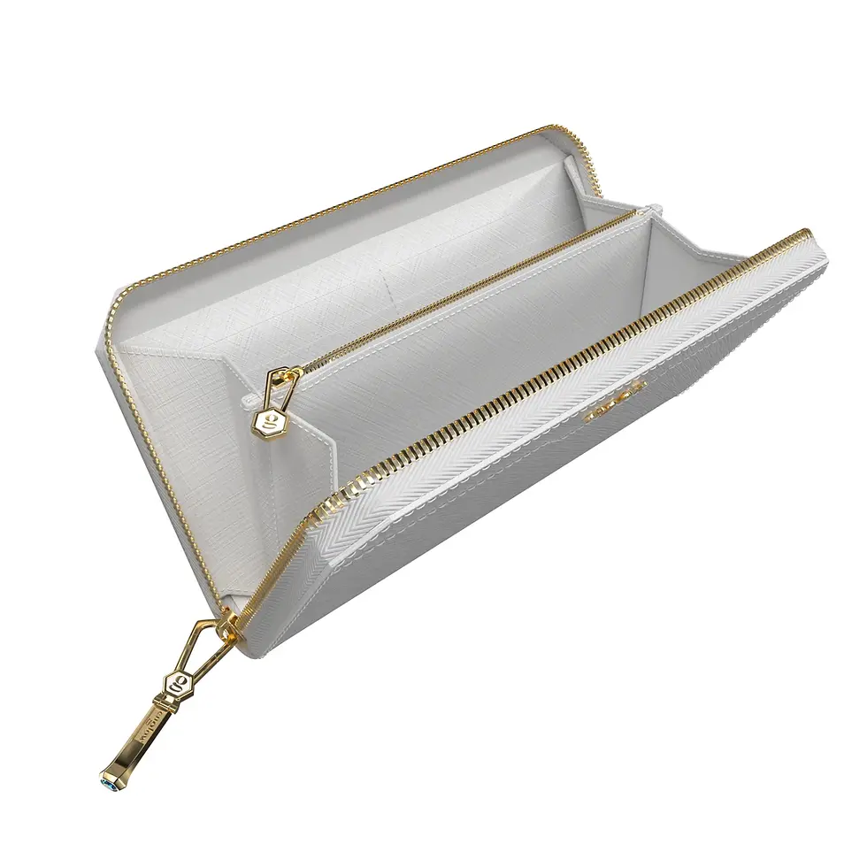 Miniaturbild: Aura Continental Wallet - White, Yellow Gold with Electric Blue Topaz