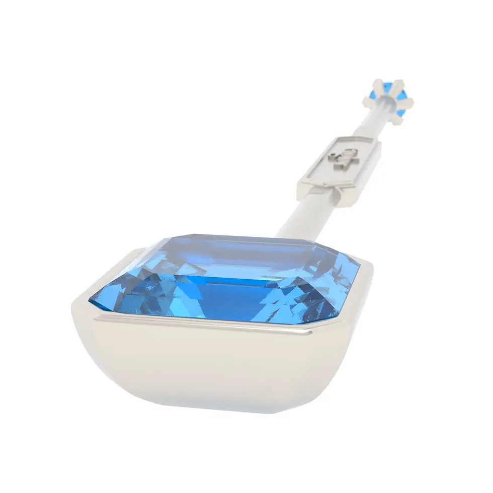 Miniaturbild: Viski Sitta - White Gold with Electric Blue Topaz
