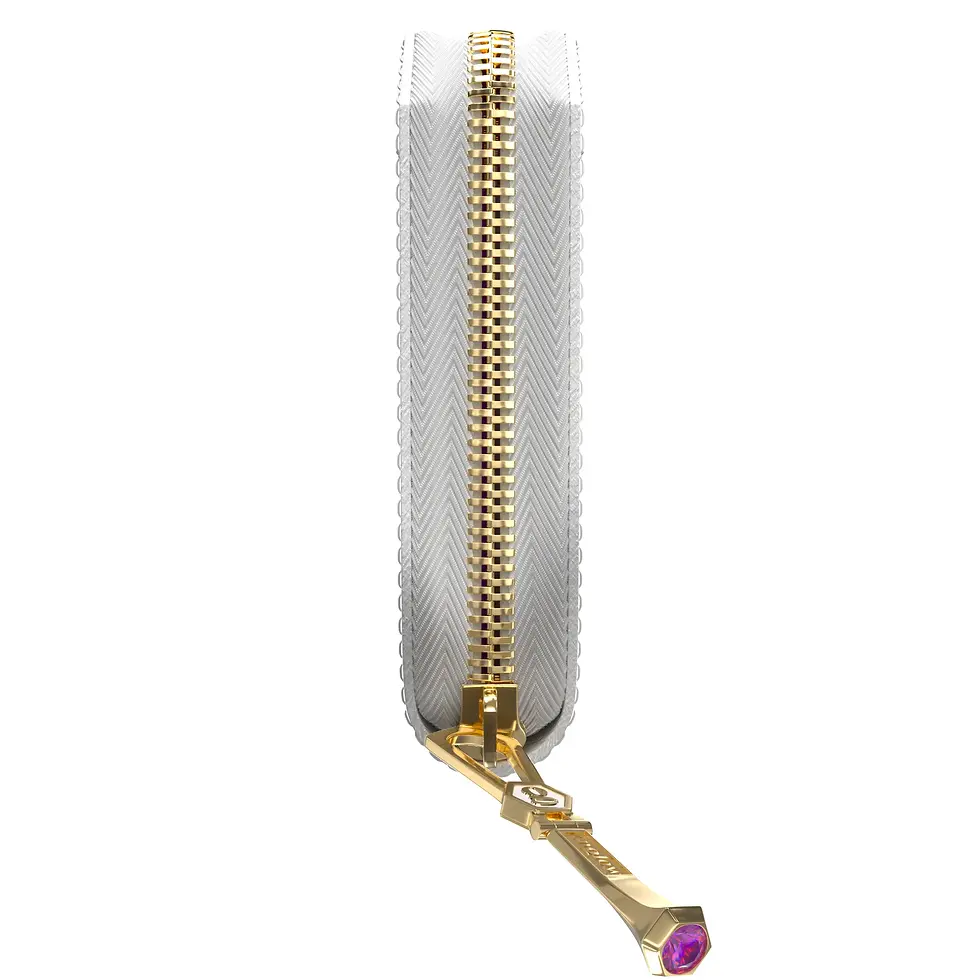 Thumbnail: Aura Continental Wallet - White, Yellow Gold with Pink Sapphire