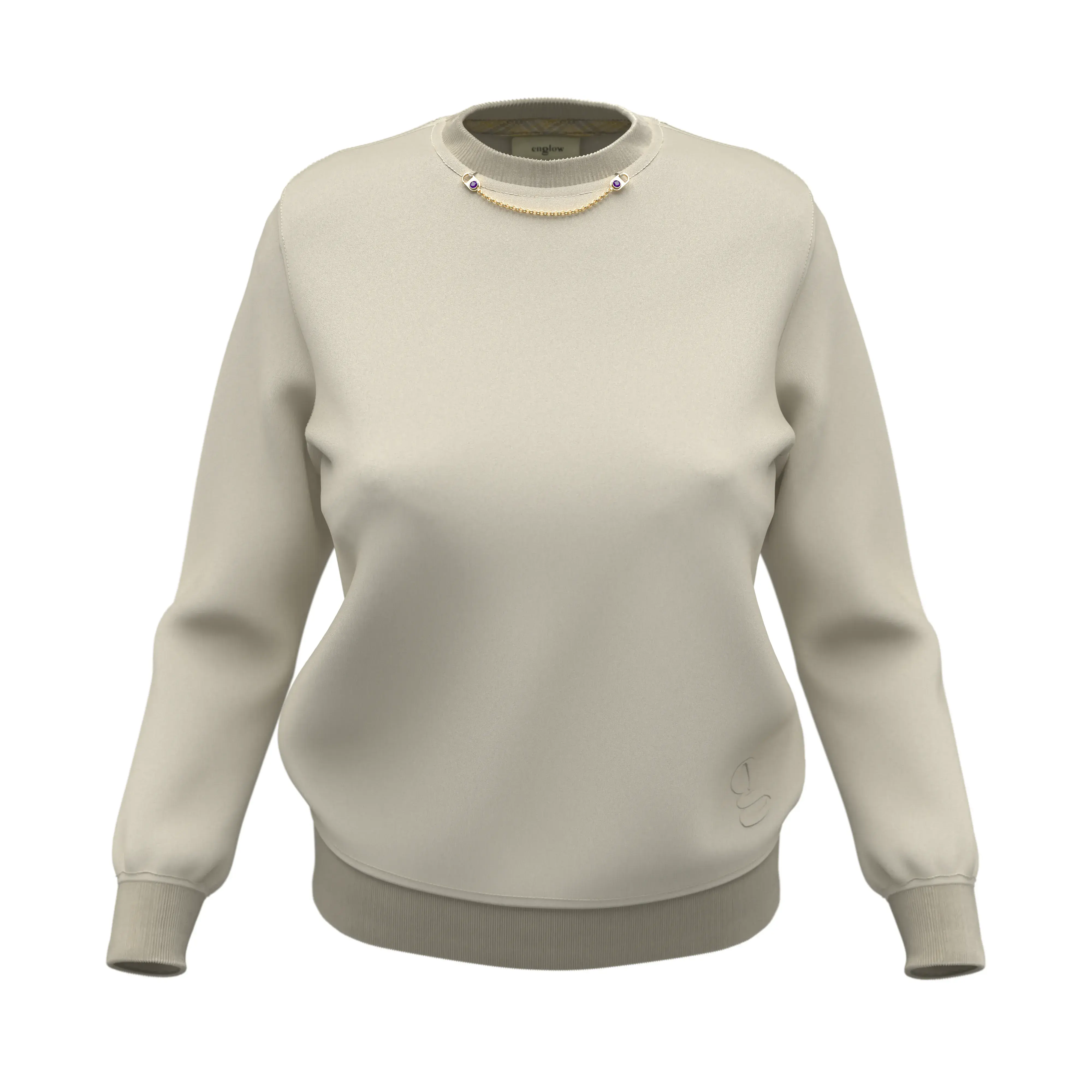 CRYS LUZE Sweatshirt - écru, Yellow Gold with Purple Amethyst