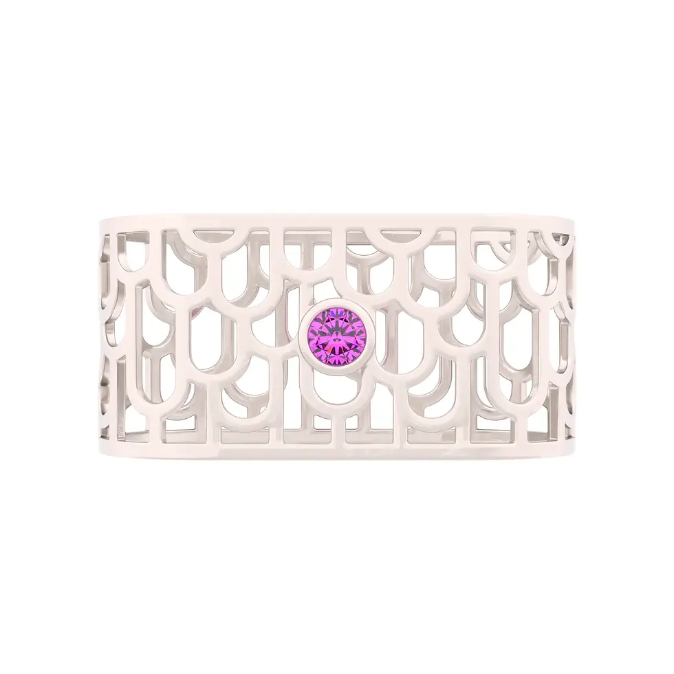 Thumbnail: Sands Art-Déco - Napkin Rings with Pink Sapphire - GIFT SET 2 pieces