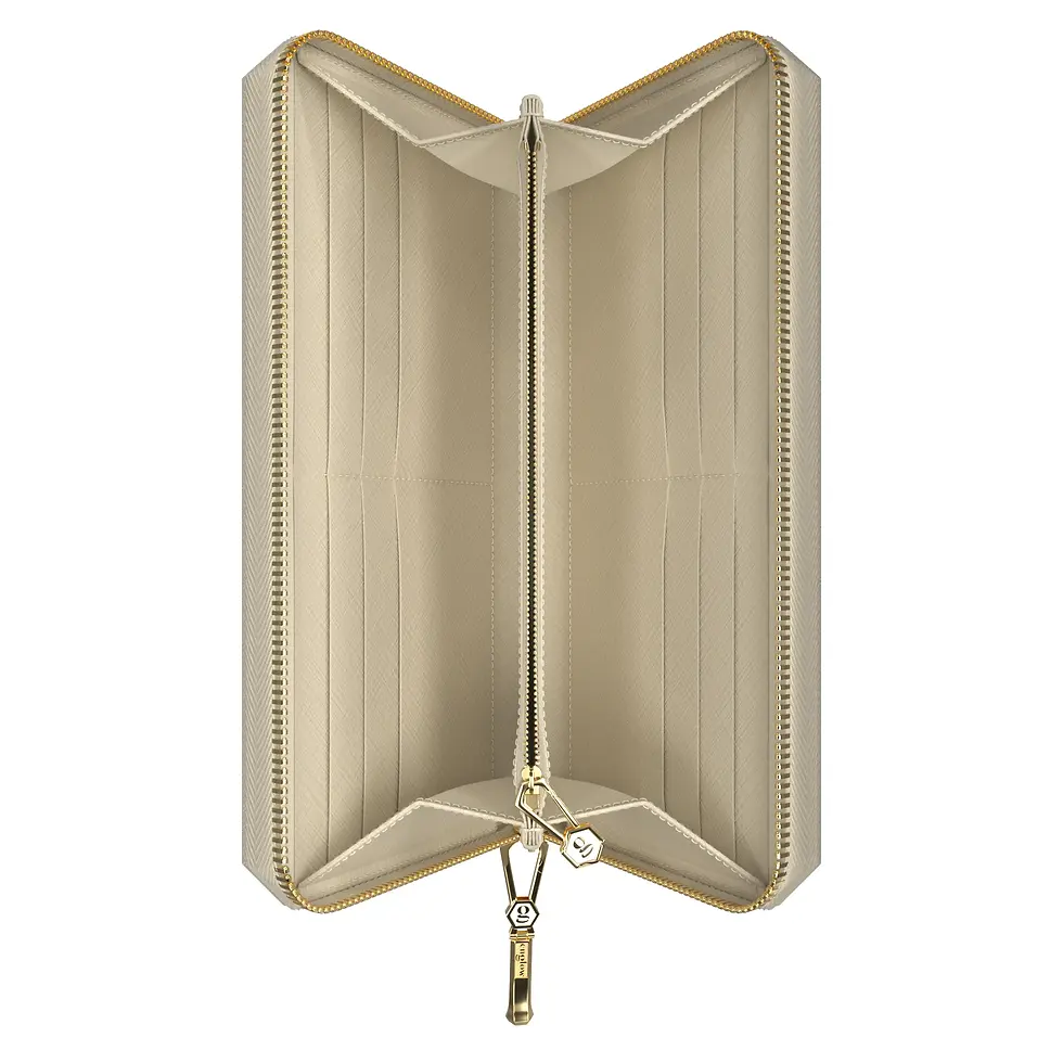 Miniaturbild: Aura Continental Wallet - Beige, Yellow Gold with Ruby