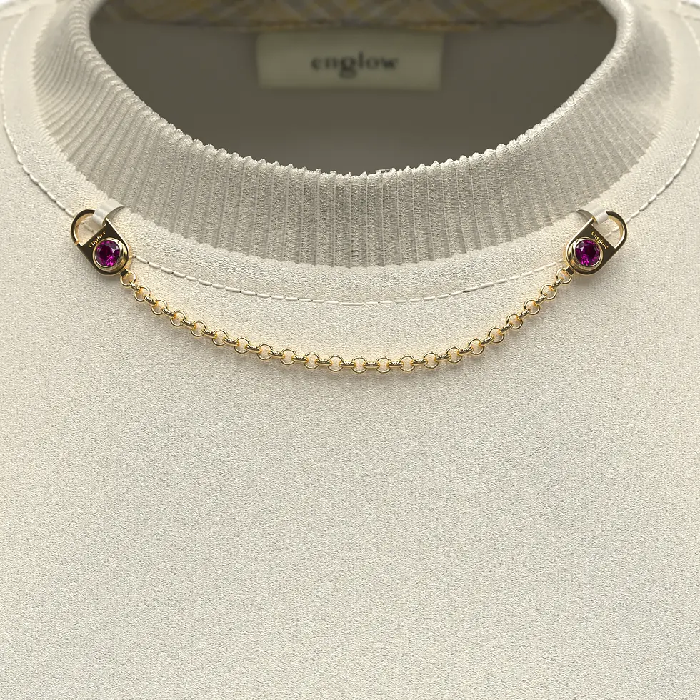 Thumbnail: CRYS LUZE Sweatshirt - écru, Yellow Gold with Rubellite Tourmaline