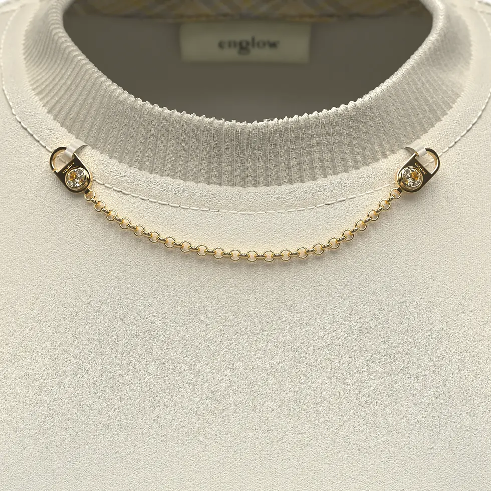 Thumbnail: CRYS LUZE Sweatshirt - écru, Yellow Gold with Champagne Topaz