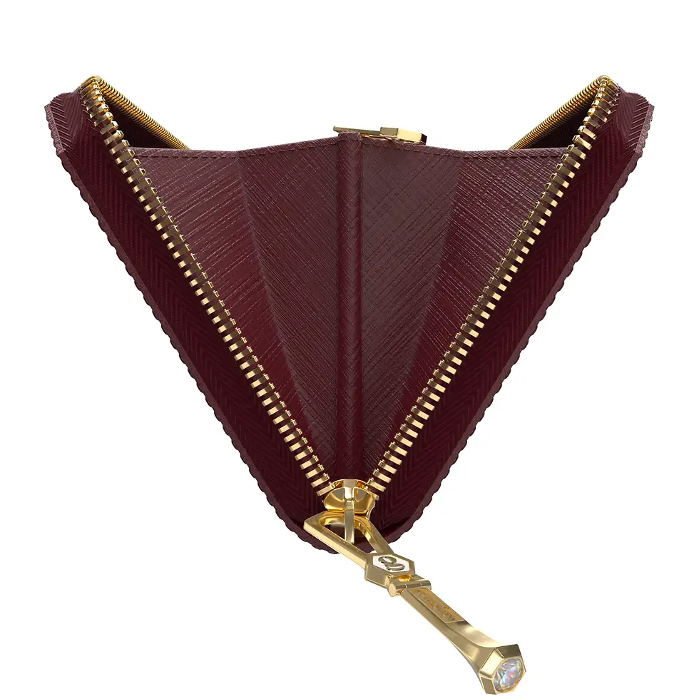 Thumbnail: Aura Continental Wallet - Burgundy, Yellow Gold with White Zircon