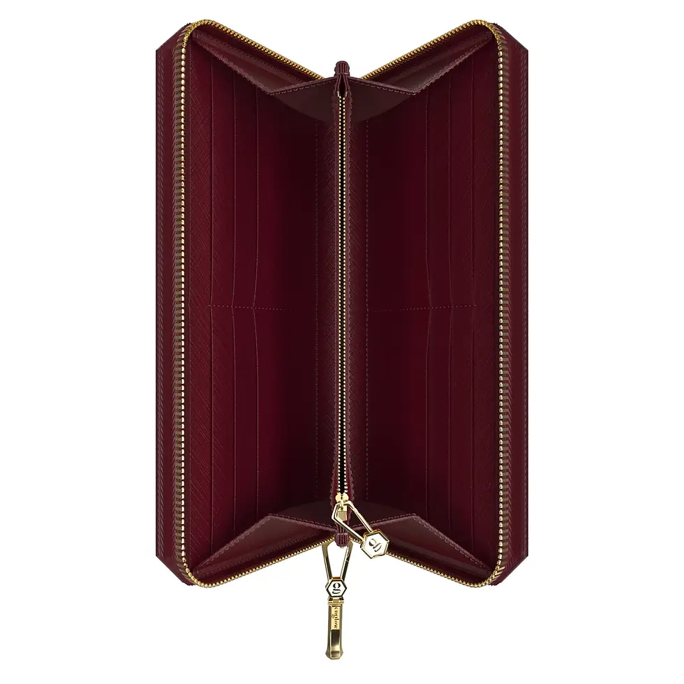 Thumbnail: Aura Continental Wallet - Burgundy, Yellow Gold with Yellow Citrine