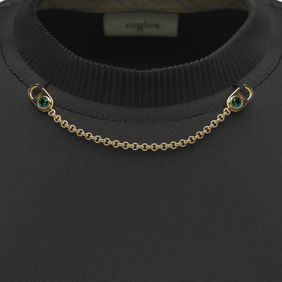 Thumbnail: CRYS LUZE Sweatshirt - black, Yellow Gold with Columbian Emerald