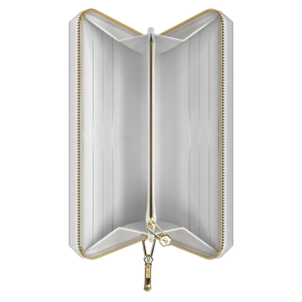 Thumbnail: Aura Continental Wallet - White, Yellow Gold with Rhodolite Garnet