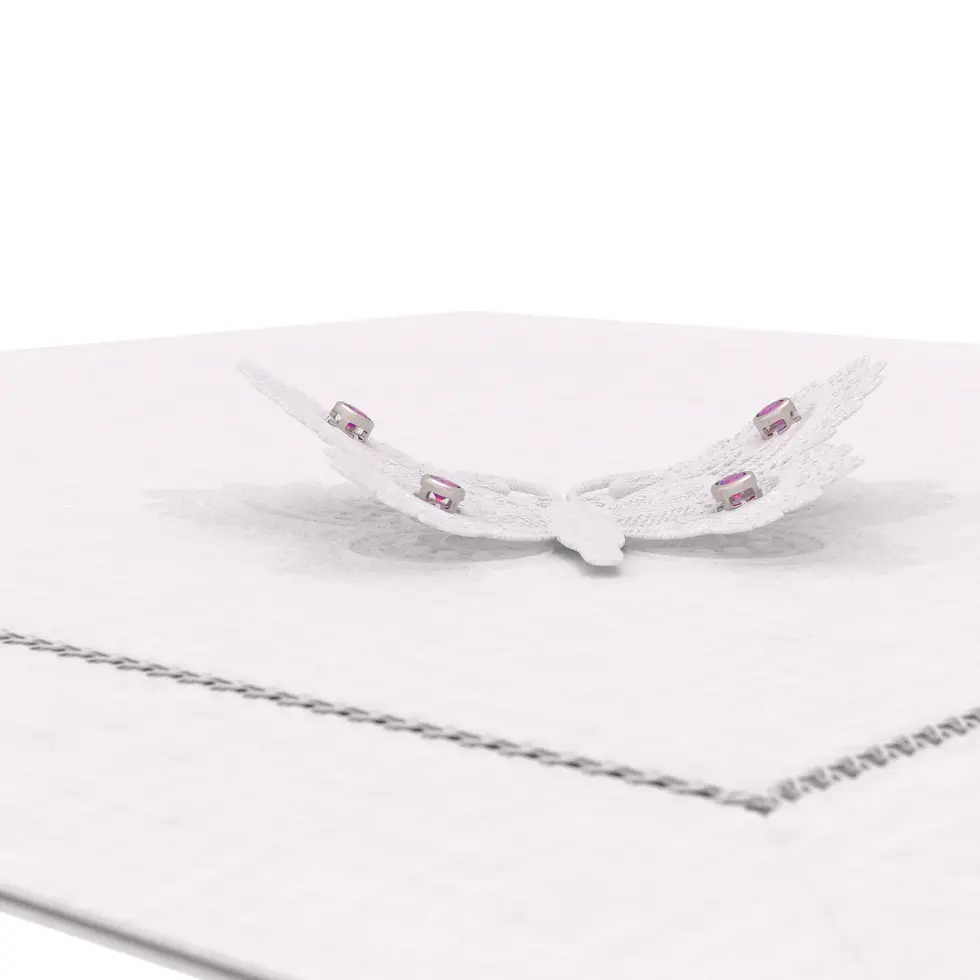 Miniaturbild: Vlinder - Linen Napkin with Pink Sapphire