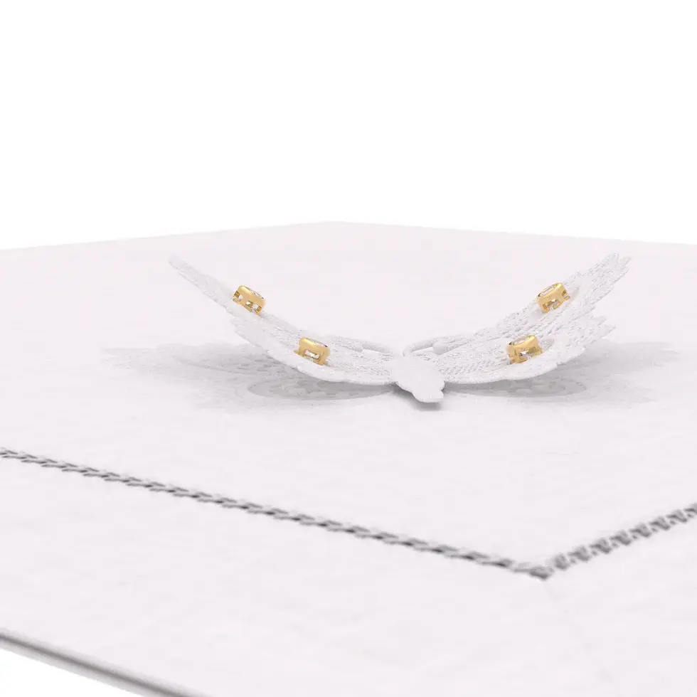 Thumbnail: Vlinder - Yellow Gold with White Quartz