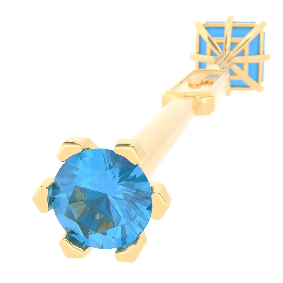 Miniaturbild: Viski Saba - Yellow Gold with Electric Blue Topaz