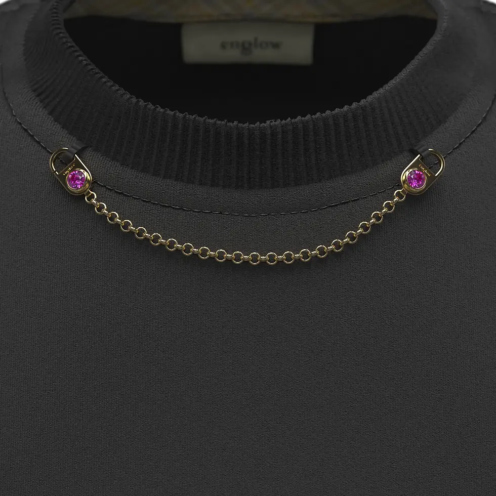 Thumbnail: CRYS LUZE Add-on Necklace - Yellow Gold with Pink Sapphire