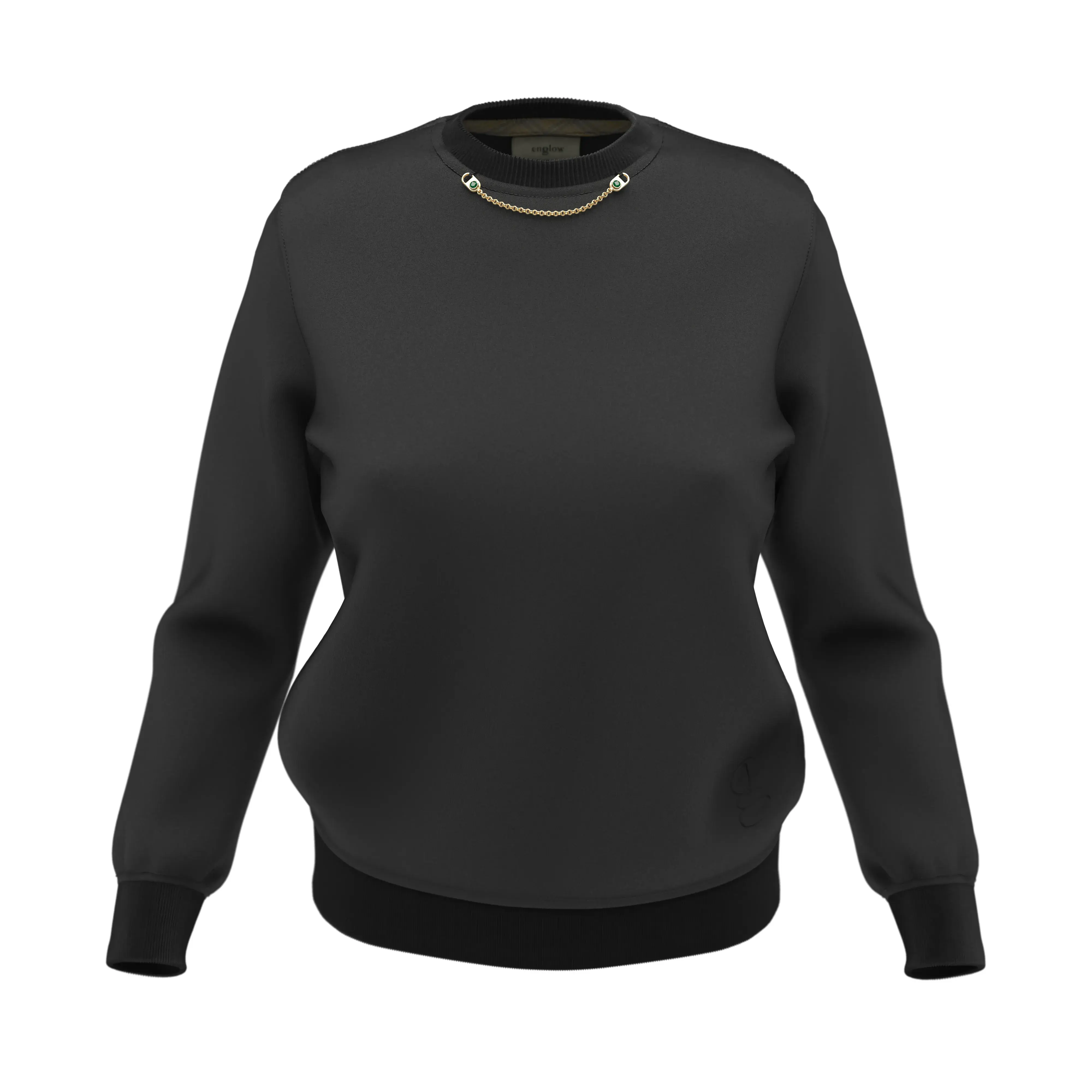 CRYS LUZE Sweatshirt - black, Yellow Gold with Zambian Emerald