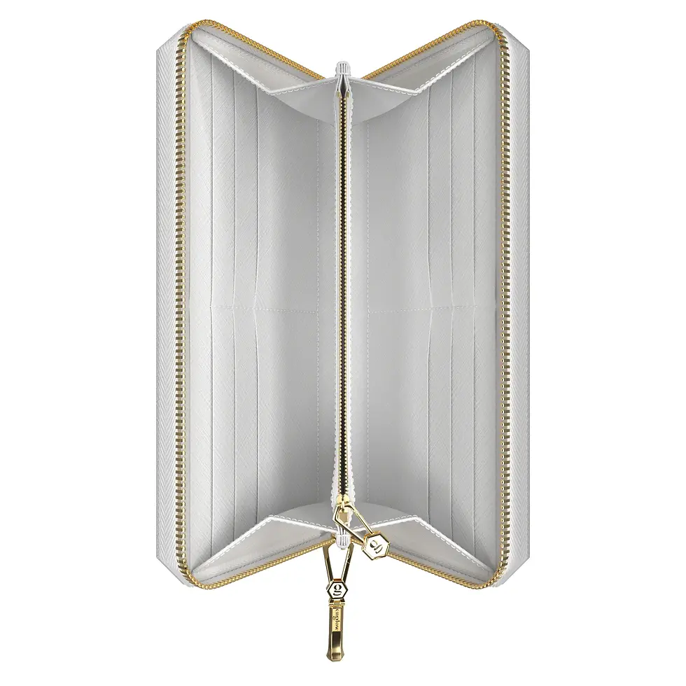 Miniaturbild: Aura Continental Wallet - White, Yellow Gold with Green Sapphire