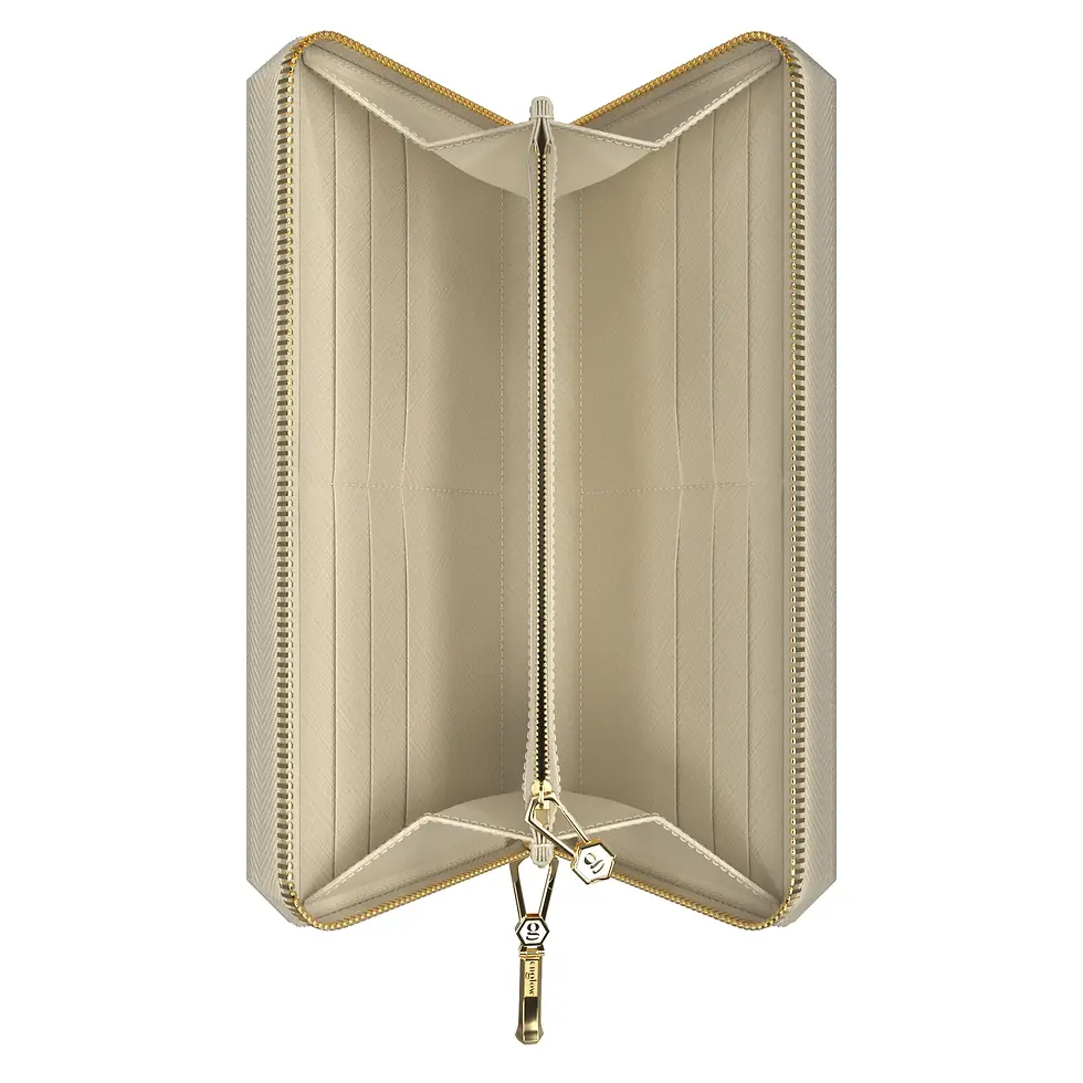 Thumbnail: Aura Continental Wallet - Beige, Yellow Gold with Yellow Citrine