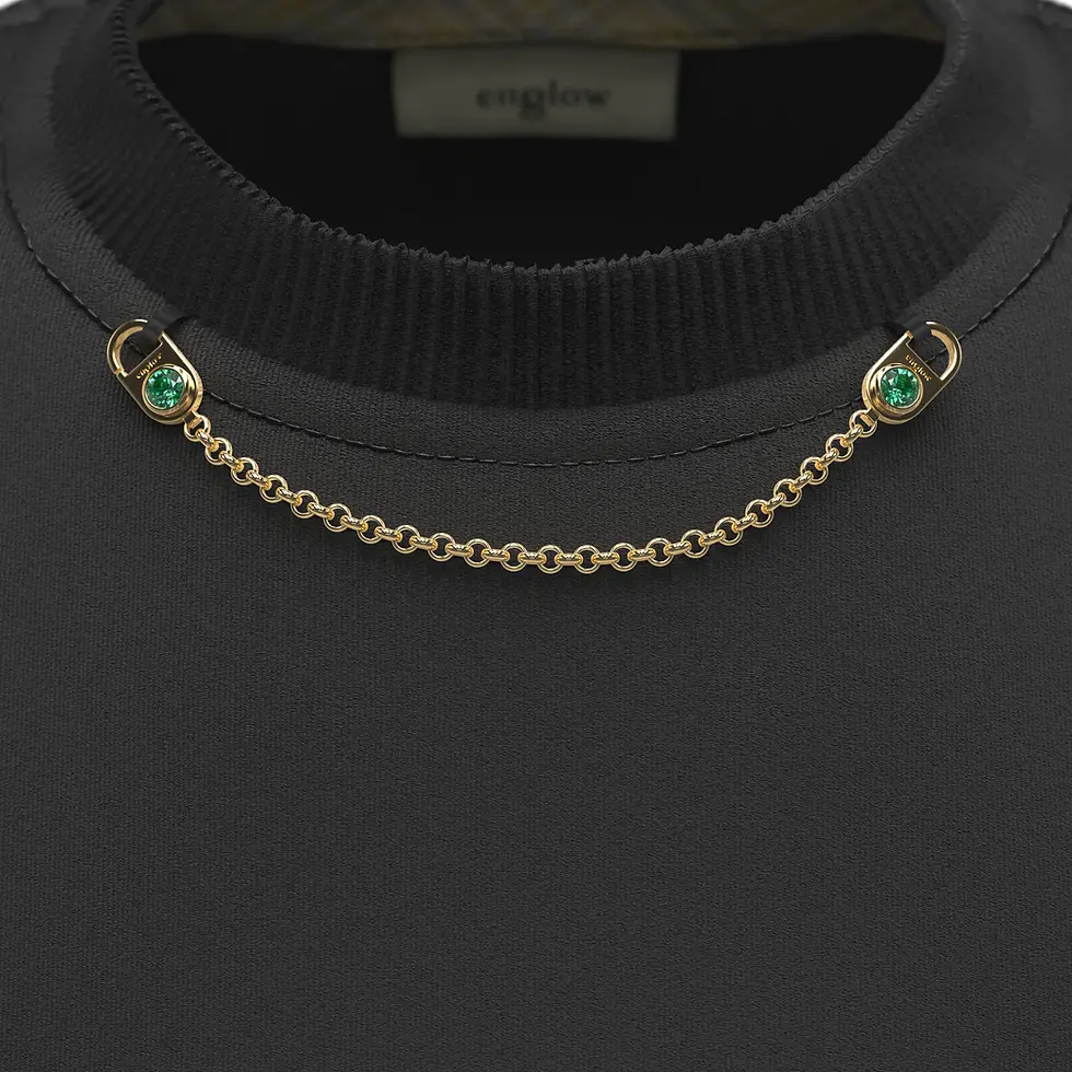 Miniaturbild: CRYS LUZE Sweatshirt - black, Yellow Gold with Green Sapphire
