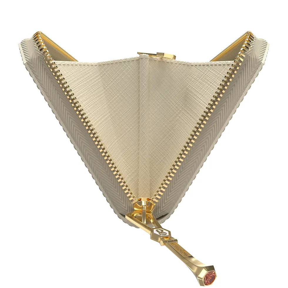 Miniaturbild: Aura Continental Wallet - Beige, Yellow Gold with Peach Tourmaline