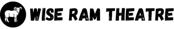 Wise Ram Theatre Logo. Description: black circle with a white ram in it followed by the text WISE RAM THEATRE