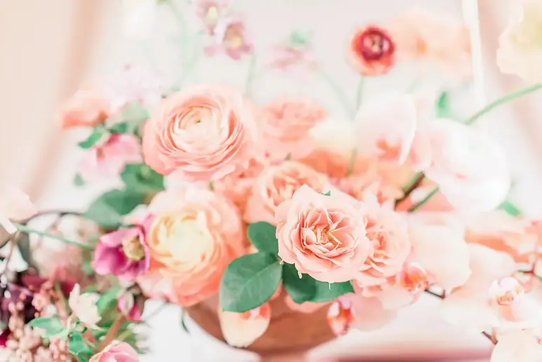 Peach flowers for a Corporate Event in Calgary