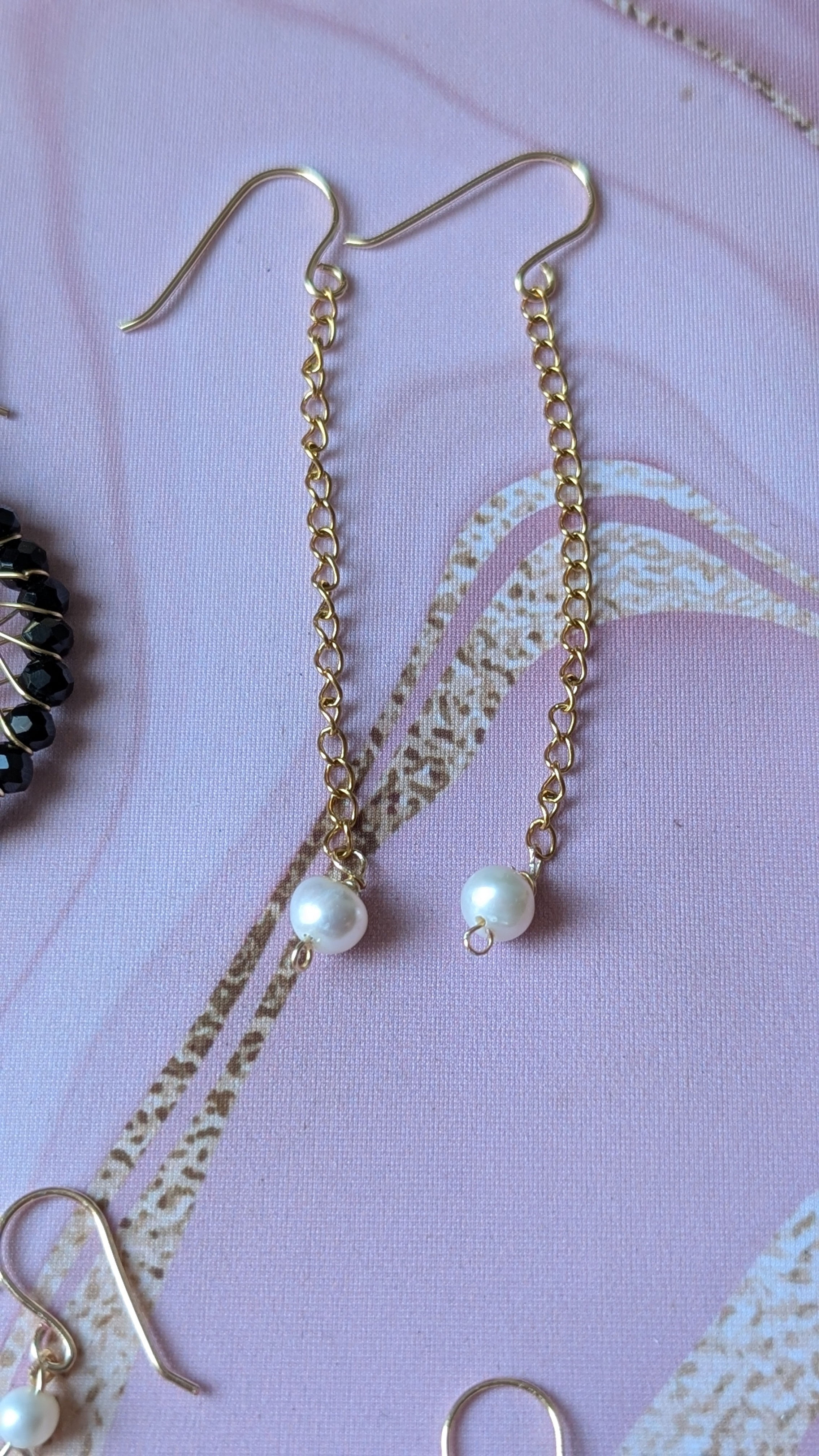 Long Drop Natural Freshwater Pearl Earrings