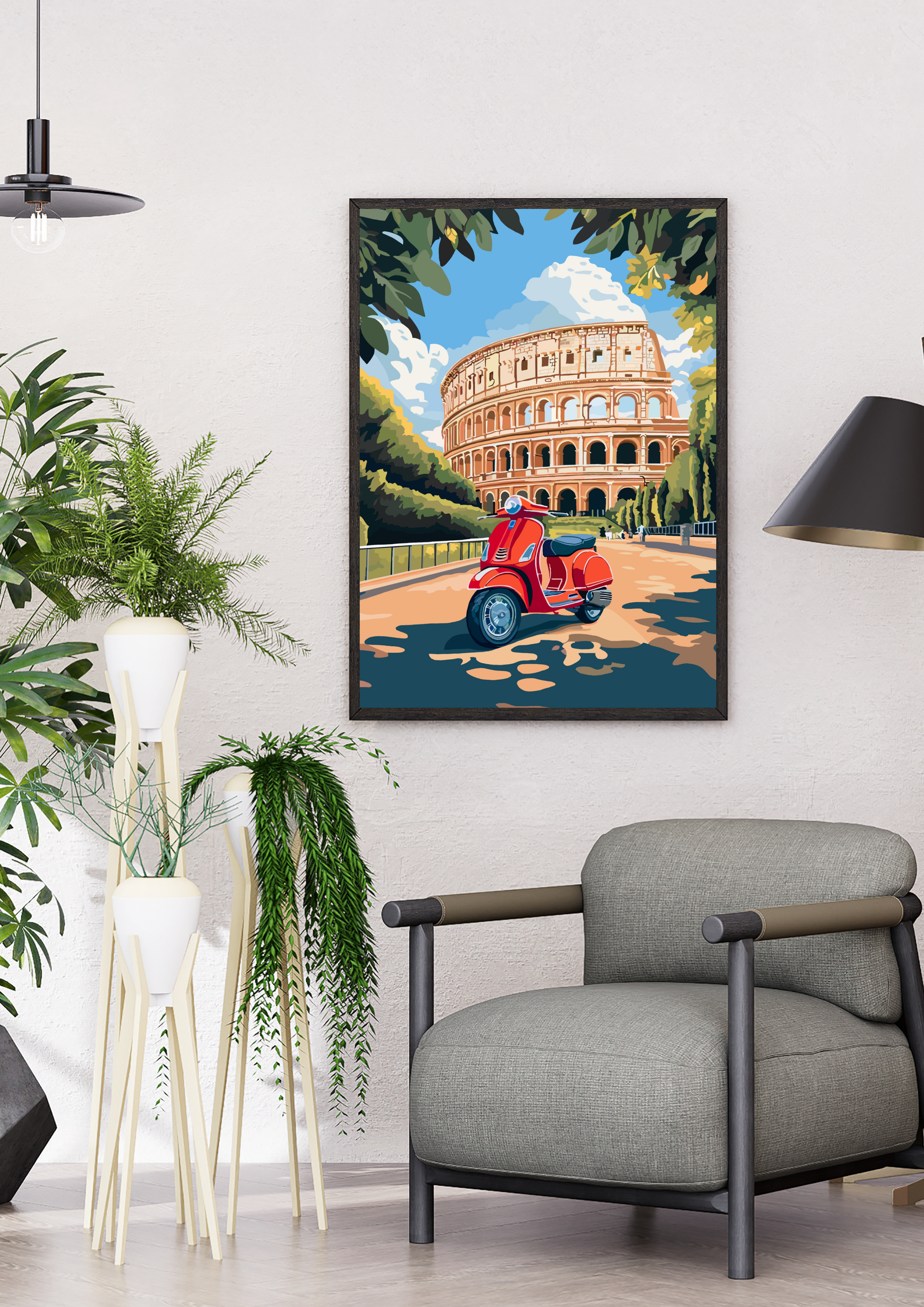 Rome Colosseum Print | Italy Landmark Illustration | Roman Travel Wall Art